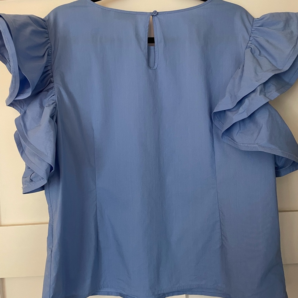 Halogen Light Blue Ruffle Sleeve Blouse - Picture 2 of 5